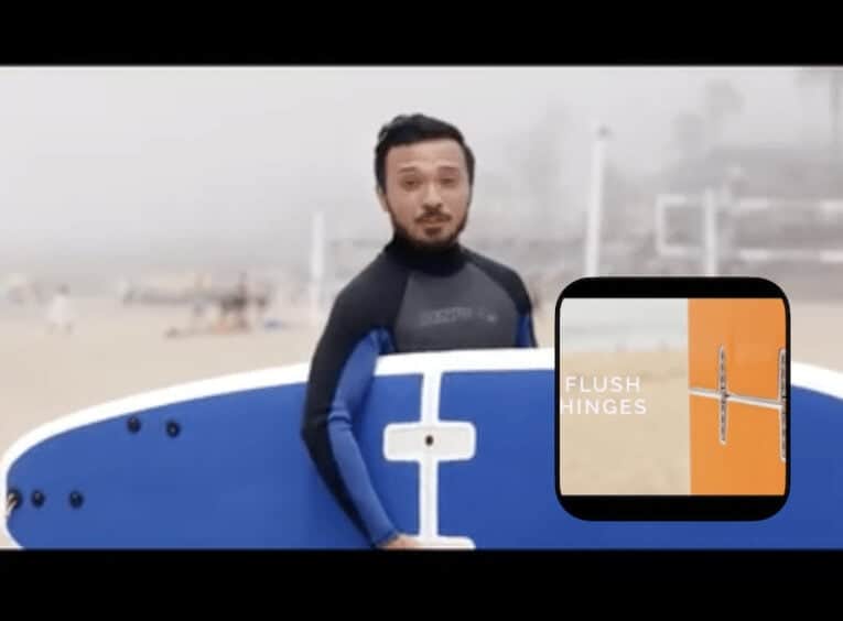 Folding surfboard (pictured with flush hinges) back to kill.